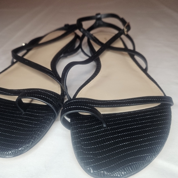 Via Spiga Calandre Black Croc Embossed Leather Mediterranean Sandal Sz 6 NWT - Picture 6 of 12
